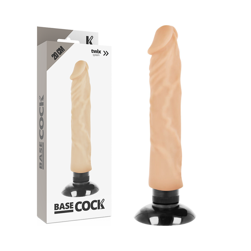 BASECOCK – VIBRADOR REALÍSTICO 2-1 NATURAL 20 CM -O- 4 CM - JUGUETES BIENESTAR - El Arte del Placer
