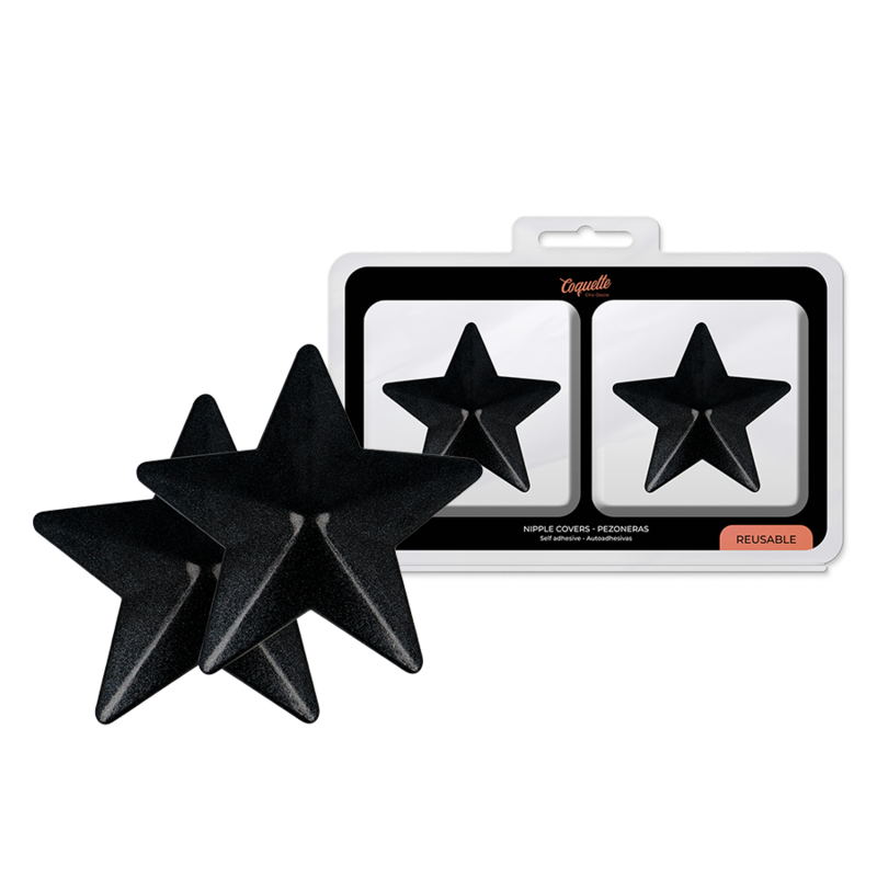 COQUETTE CHIC DESIRE - CUBRE PEZONES METAL ESTRELLAS NEGRAS - Accesorios - El Arte del Placer