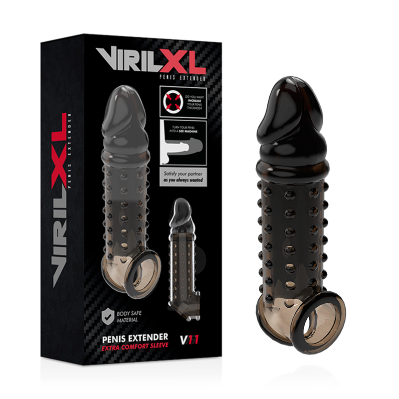 VIRILXL - EXTENSIÓN Y FUNDA DE PENE V11 NEGRO - Imagen 2