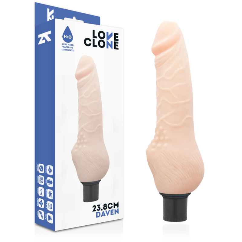 LOVECLONE - DAVEN VIBRADOR REALÍSTICO SELF LUBRICATION 23.8 CM -O- 3.8 CM - Dildos sin Vibración - El Arte del Placer