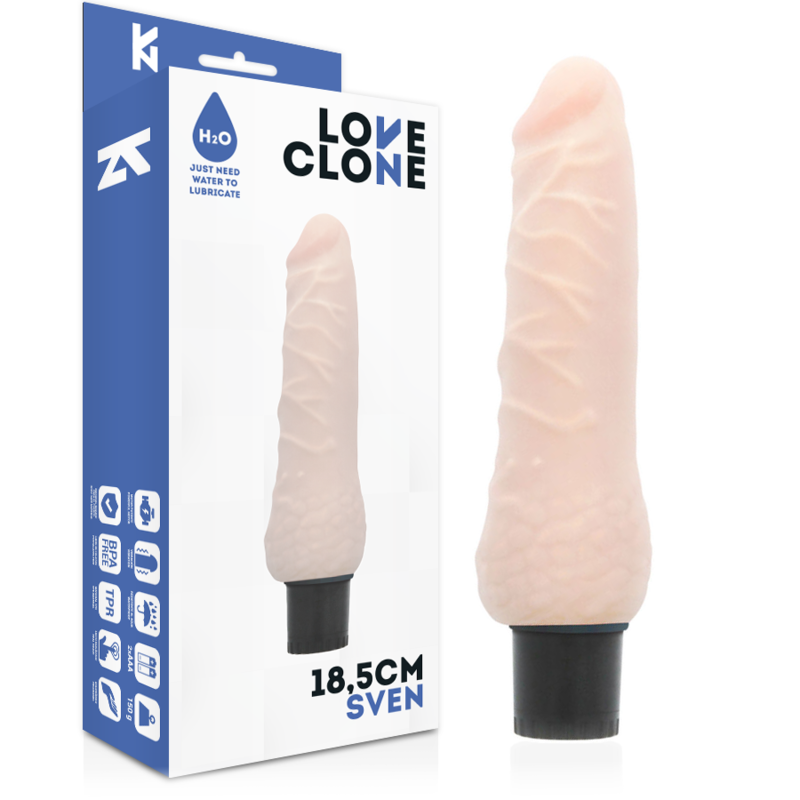 LOVECLONE - SVEN VIBRADOR REALÍSTICO SELF LUBRICATION 18.5 CM -O- 3.3 CM - JUGUETES BIENESTAR - El Arte del Placer