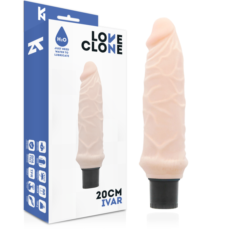 LOVECLONE - IVAR VIBRADOR REALÍSTICO SELF LUBRICATION 20 CM -O- 3.7 CM - JUGUETES BIENESTAR - El Arte del Placer