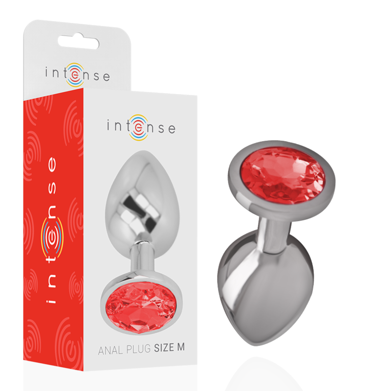 INTENSE - PLUG ANAL METAL CON CRISTAL ROJO TALLA M - Anal - El Arte del Placer