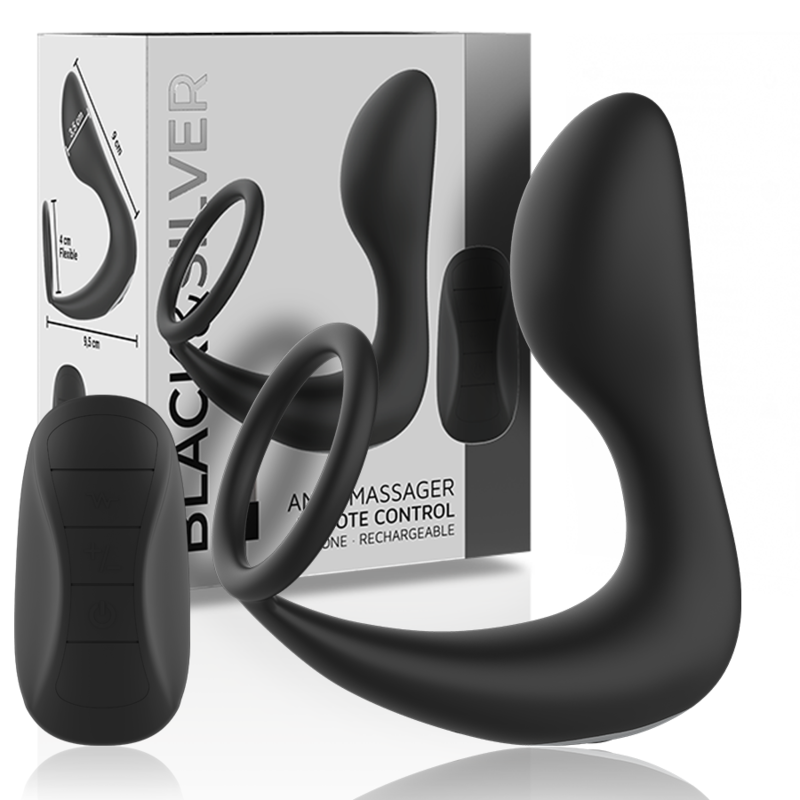 BLACK&SILVER - MASAJEADOR ANAL CONTROL REMOTO SILICONA RECARGABLE NEGRO - JUGUETES BIENESTAR - El Arte del Placer