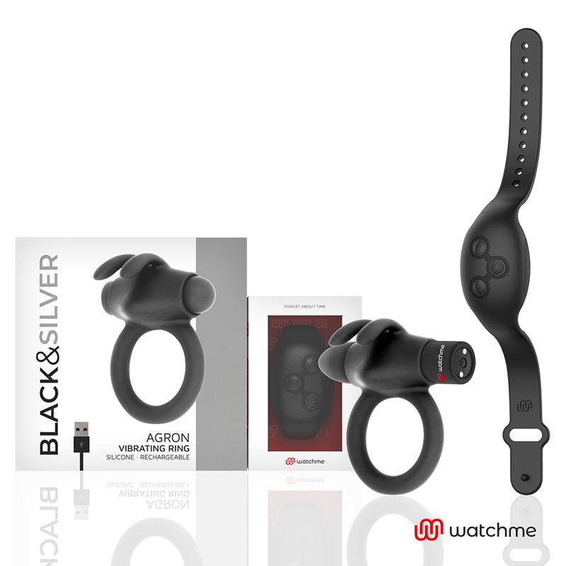 BLACK&SILVER - AGRON REMOTE CONTROL COCKRING WATCHME - JUGUETES BIENESTAR - El Arte del Placer