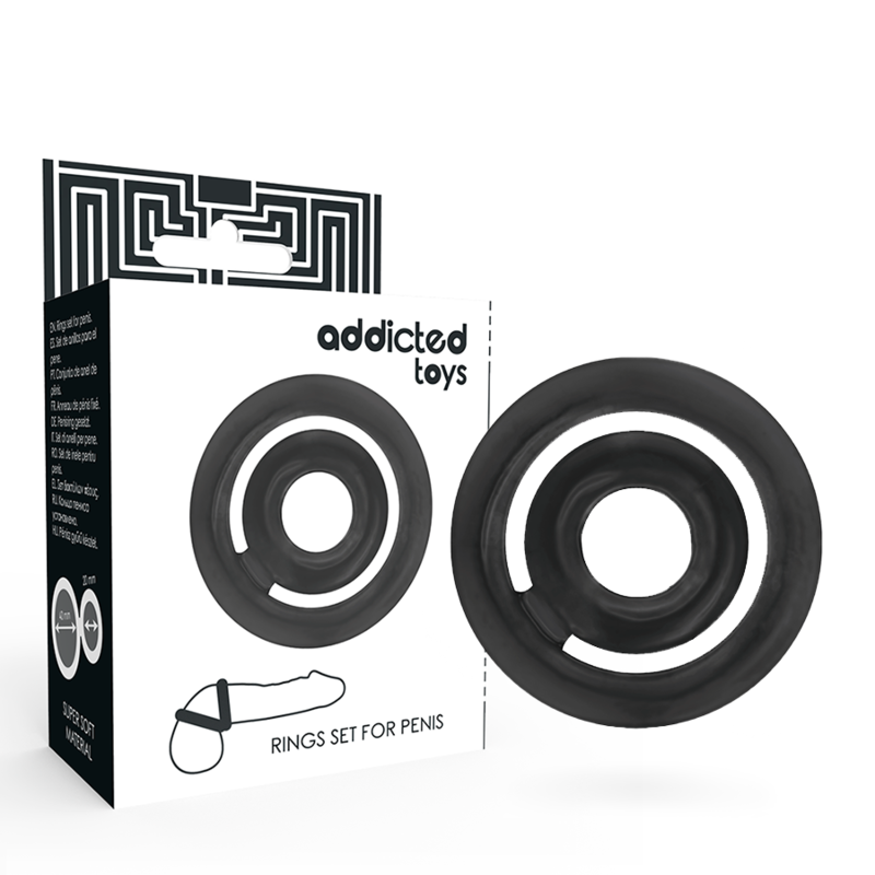 ADDICTED TOYS - POTENZ SET ANILLOS PENE NEGRO - Accesorios para el pene - El Arte del Placer