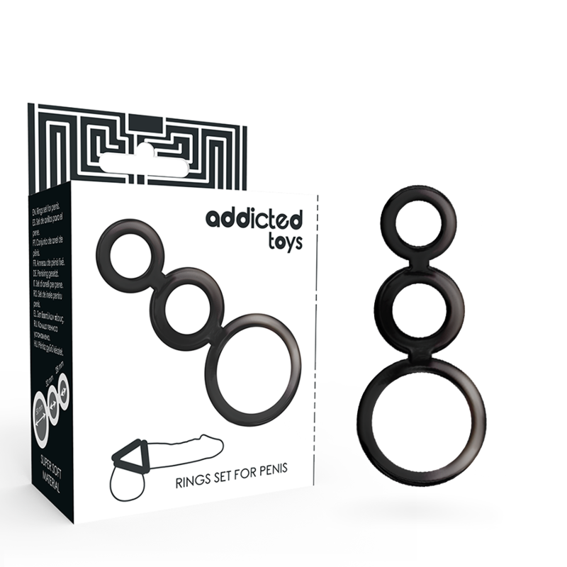 ADDICTED TOYS - SET ANILLOS PENE Y TESTÍCULOS - AHUMADO - Accesorios para el pene - El Arte del Placer
