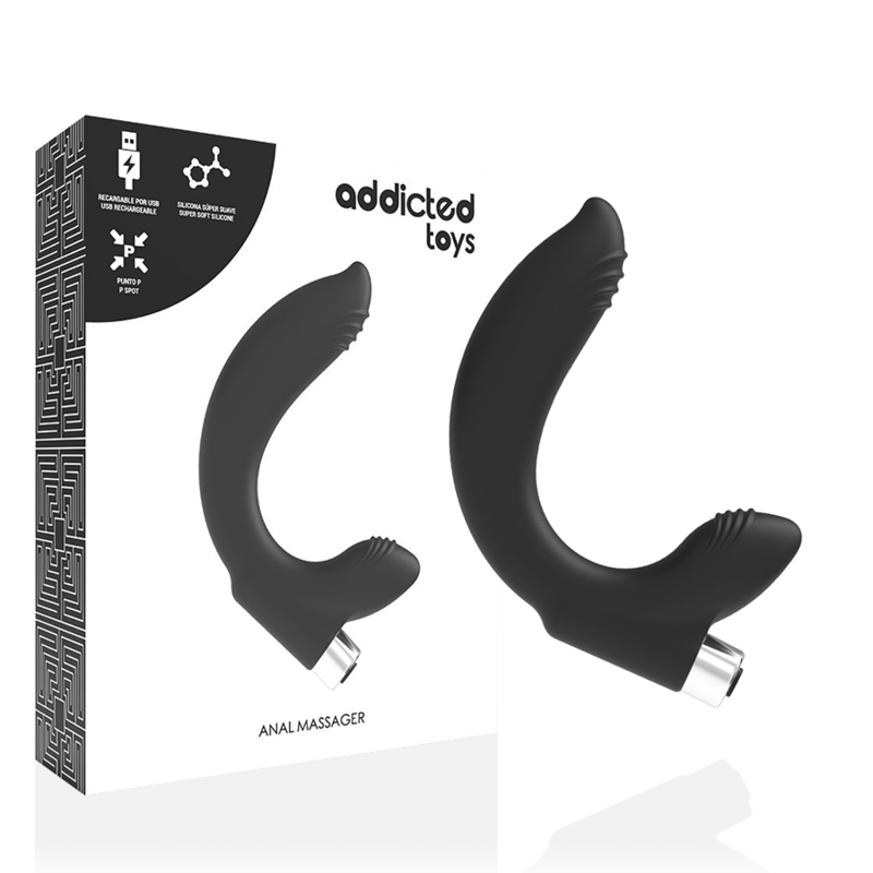 ADDICTED TOYS - VIBRADOR PROSTÁTICO RECARGABLE MODEL 7 - NEGRO - Anal - El Arte del Placer