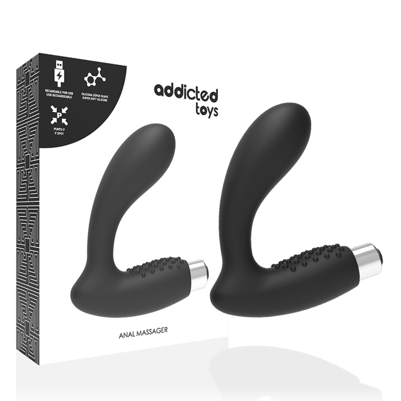 ADDICTED TOYS - VIBRADOR PROSTÁTICO RECARGABLE MODEL 5 - NEGRO - Anal - El Arte del Placer