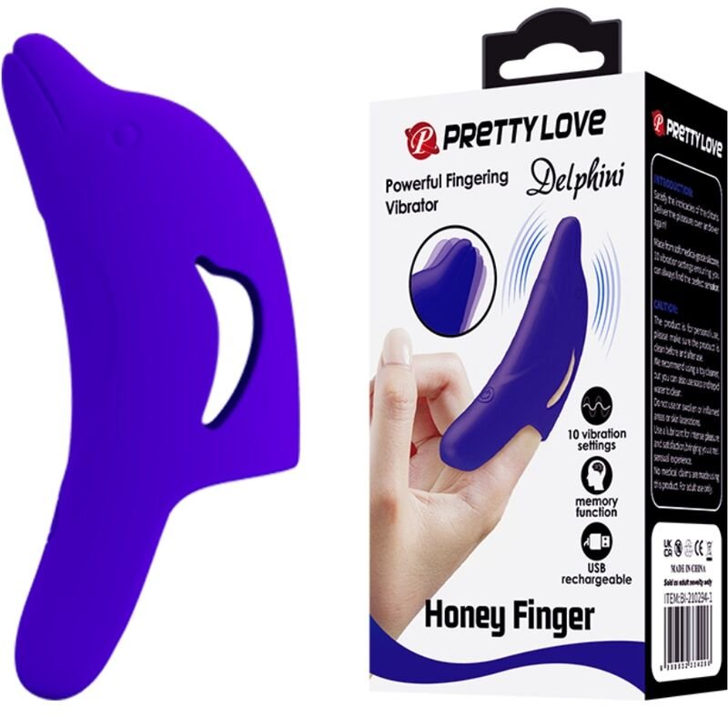PRETTY LOVE - DELPHINI PODEROSO ESTIMULADOR DE DEDO AZUL OSCURO - JUGUETES BIENESTAR - El Arte del Placer