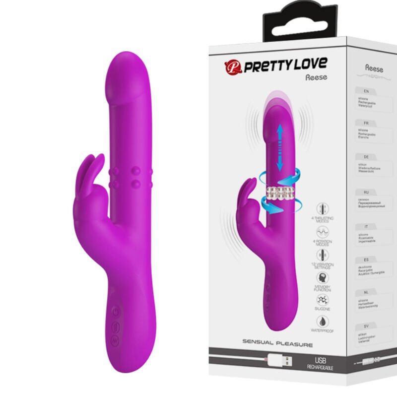 PRETTY LOVE - REESE VIBRADOR CON ROTACIÓN MORADO - JUGUETES BIENESTAR - El Arte del Placer