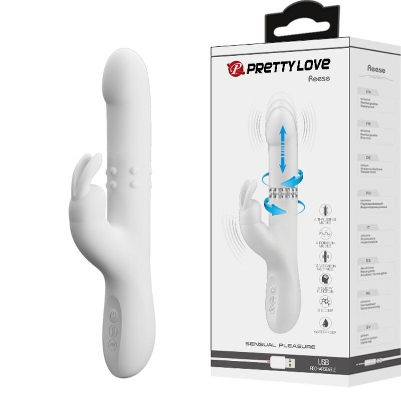 PRETTY LOVE - REESE VIBRADOR CON ROTACIÓN PLATEADO - JUGUETES BIENESTAR - El Arte del Placer