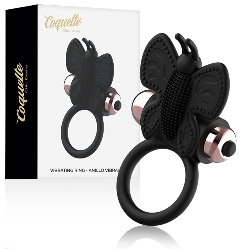 COQUETTE CHIC DESIRE - COCK RING BUTTERFLY ANILLO VIBRADOR NEGRO / GOLD - Accesorios para el pene - El Arte del Placer