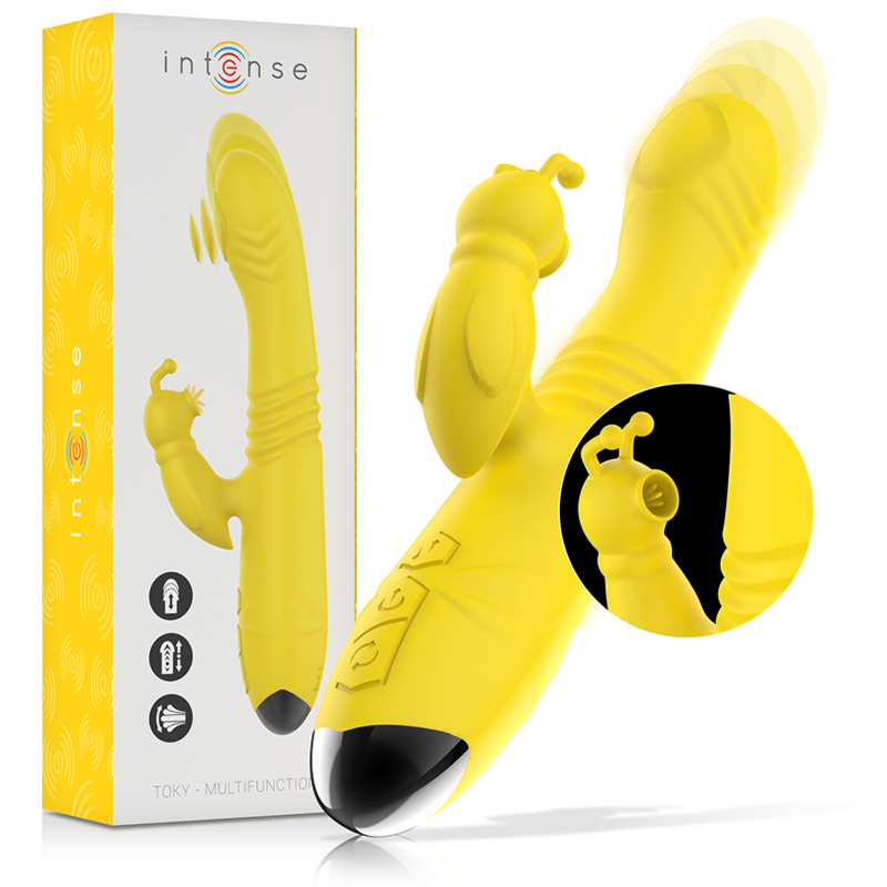 INTENSE - TOKY VIBRADOR MULTIFUNCIÓN RECARGABLE UP & DOWN CON ESTIMULADOR DE CLITORIS AMARILLO - JUGUETES BIENESTAR - E…