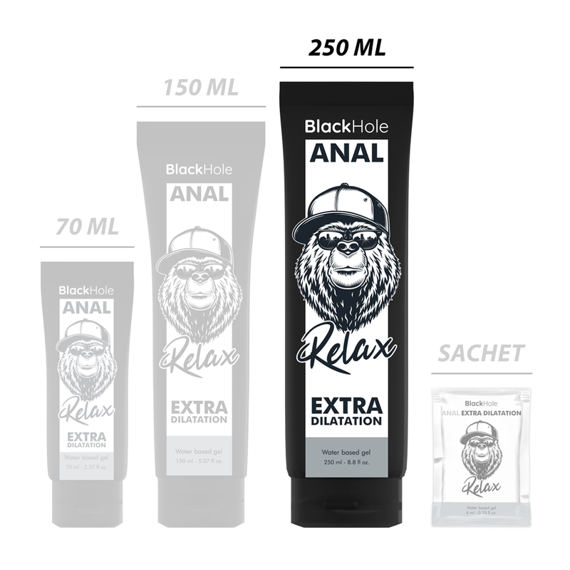 BLACK HOLE - GEL BASE AGUA DILATACIÓN ANAL 250 ML - Anal con Relajante - El Arte del Placer