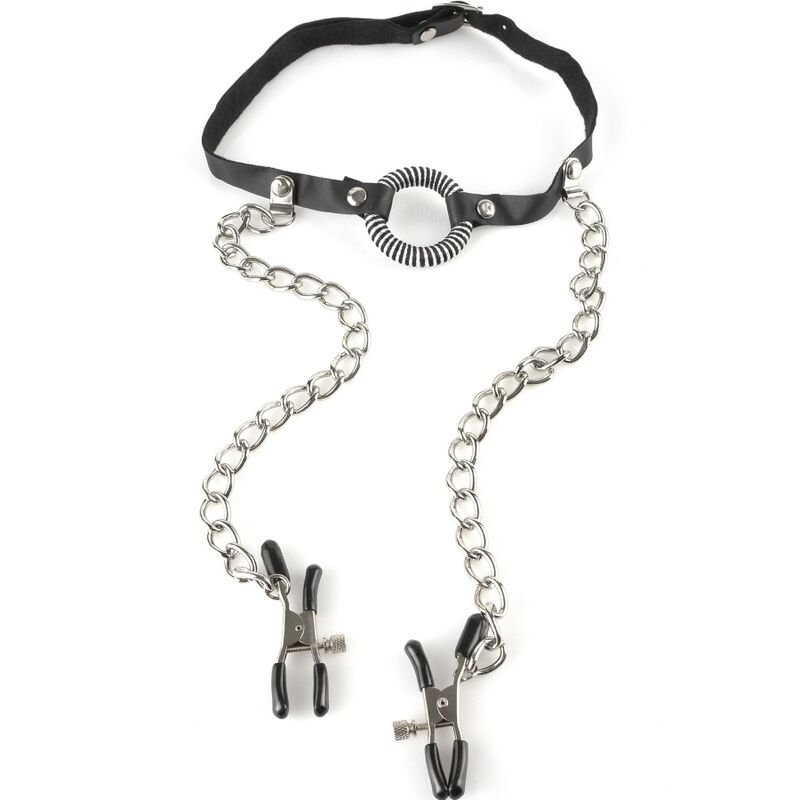 FETISH FANTASY SERIES - MORDAZA CON PINZAS PARA PEZONES - BDSM & BONDAGE - El Arte del Placer