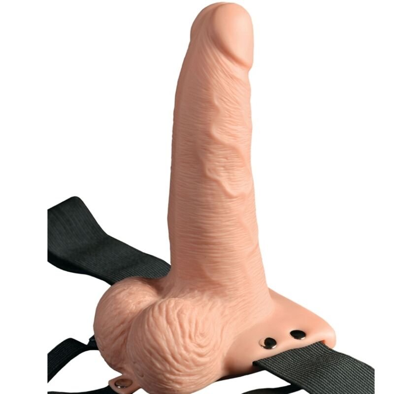 FETISH FANTASY SERIES - ARNÉS AJUSTABLE CONTROL REMOTO PENE REALÍSTICO CON TESTÍCULOS RECARGABLE Y VIBRADOR 15 CM - Acc…