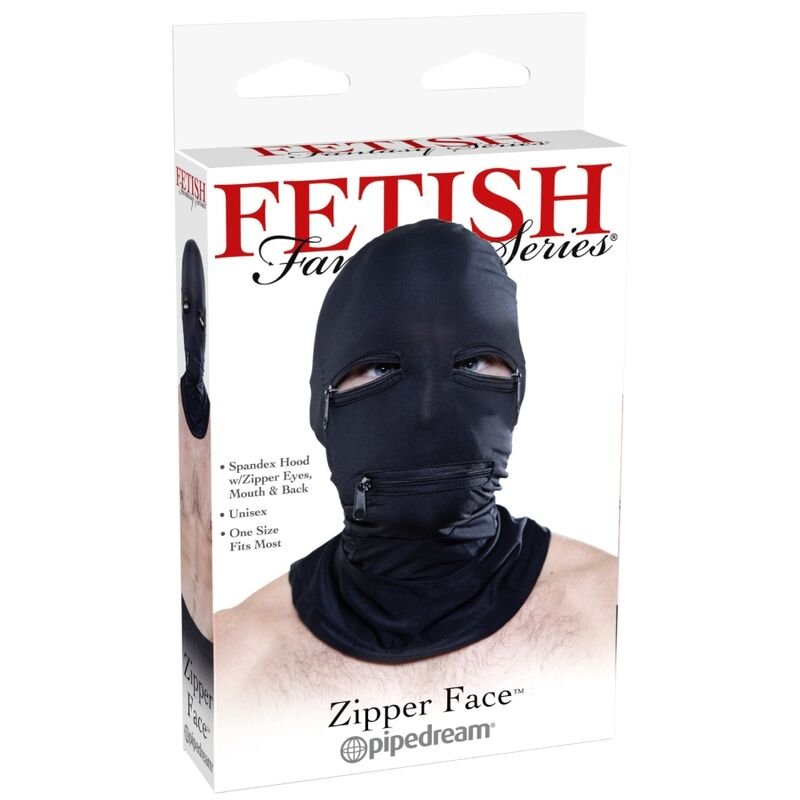 FETISH FANTASY SERIES - PASAMONTAÑAS CON CREMALLERAS NEGRO - BDSM & BONDAGE - El Arte del Placer