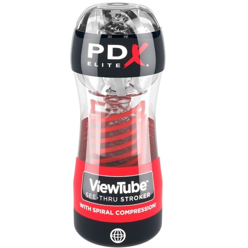 PDX ELITE - MASTURBADOR STROKER VIEWTUBE 2 COMPRESION ESPIRAL TRANSPARENTE - JUGUETES BIENESTAR - El Arte del Placer