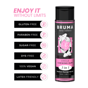 Bruma - Aceite De Masaje Premium Efecto Calor Sabor Chicle 3 En 1 - 100 Ml