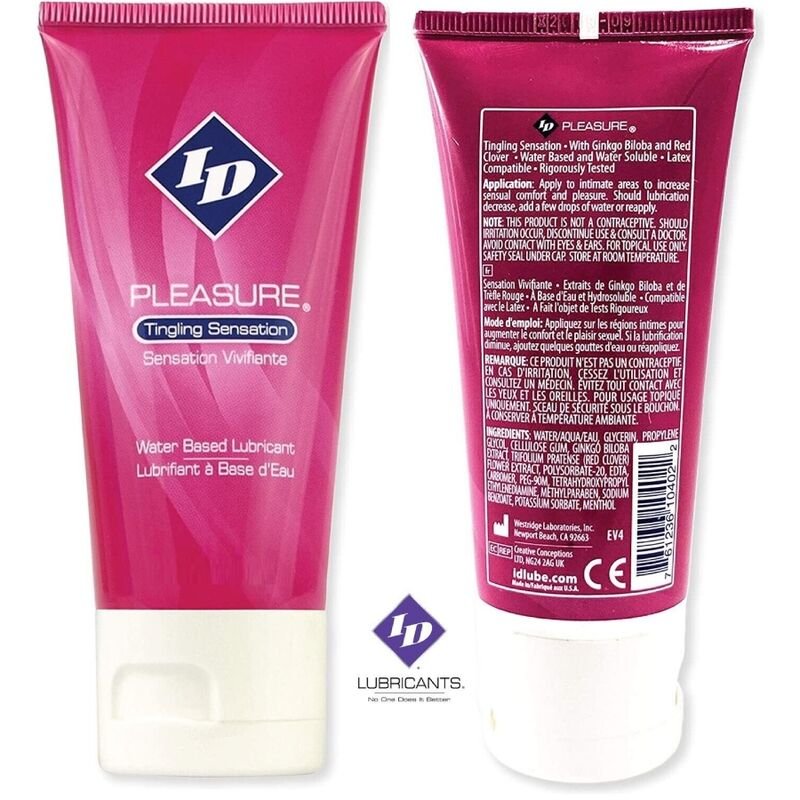 ID PLEASURE - LUBRICANTE BASE AGUA TINGING SENSATION TRAVEL TUBE 60 ML - Base Agua - El Arte del Placer