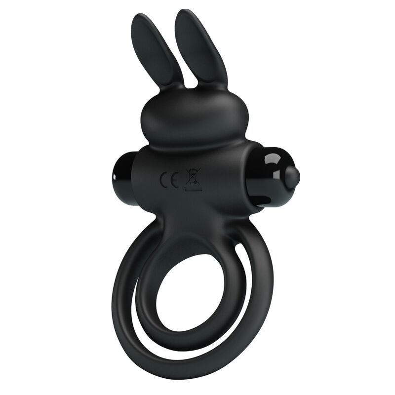 PRETTY LOVE - ANILLO VIBRADOR III CONEJO PARA PENE NEGRO - Accesorios para el pene - El Arte del Placer