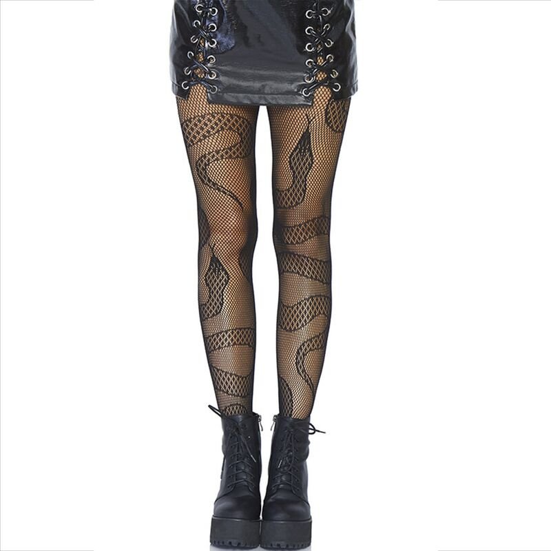 LEG AVENUE - MEDIAS DE RED SERPIENTES NEGRO - Lencería Mujer - El Arte del Placer