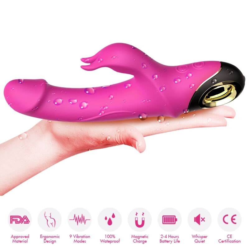 ARMONY - METEROR DILDO VIBRADOR RABBIT ROTADOR FUCSIA - JUGUETES BIENESTAR - El Arte del Placer