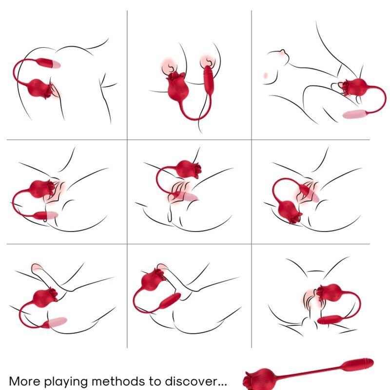 ARMONY - ROSELIP ESTIMULADOR CLITORIS CON LENGUA 10 MODOS & VIBRADOR ROJO - Estimuladores - El Arte del Placer