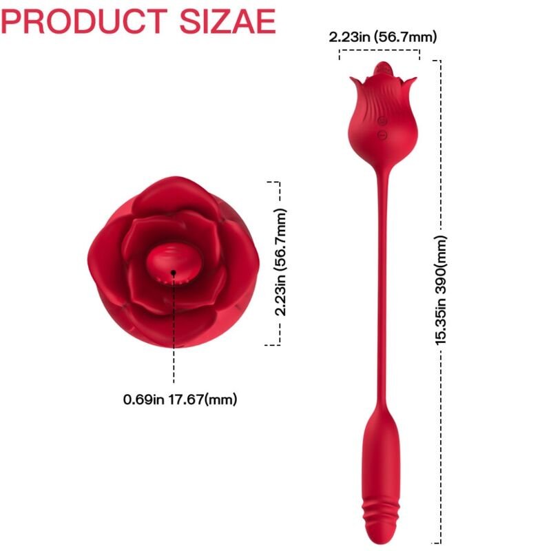 ARMONY - ROSELIP ESTIMULADOR CLITORIS CON LENGUA 10 MODOS & VIBRADOR ROJO - Estimuladores - El Arte del Placer
