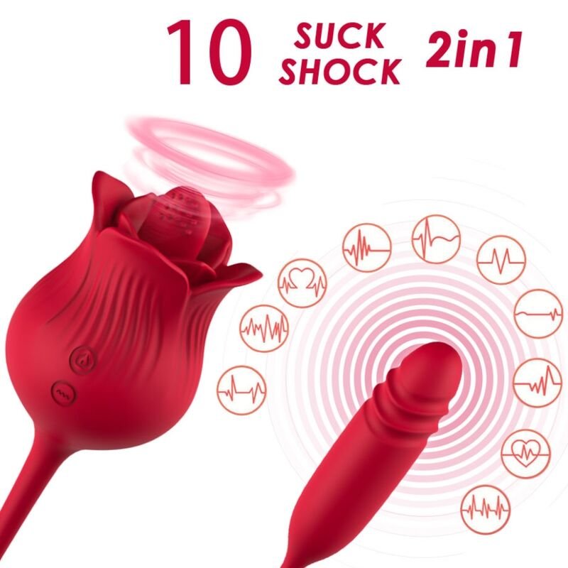 ARMONY - ROSELIP ESTIMULADOR CLITORIS CON LENGUA 10 MODOS & VIBRADOR ROJO - Estimuladores - El Arte del Placer