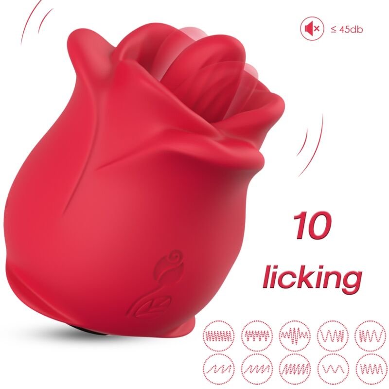 ARMONY - ROSA VIBRADOR ESTIMULADOR CON LENGUA CLITORIS 10 MODOS ROJO - Estimuladores - El Arte del Placer