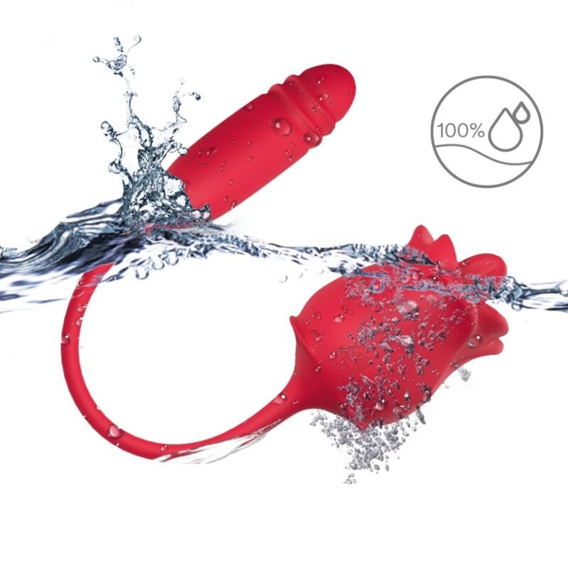 ARMONY - ROSA 3 EN 1, ESTIMULADOR, SUCCIONADOR Y UP&DOWN CON COLA ROJO - Estimuladores - El Arte del Placer