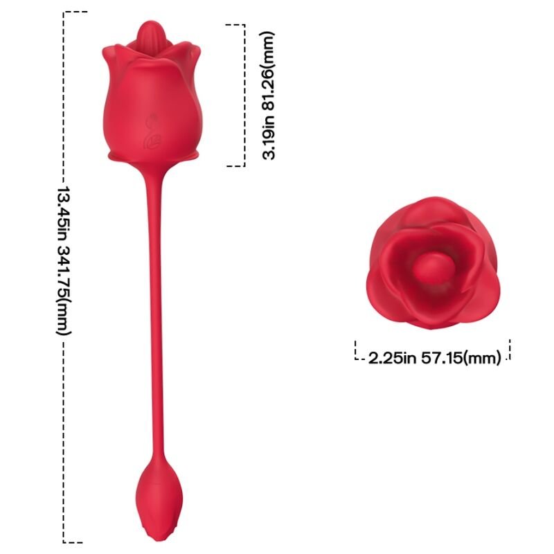 ARMONY - ROSA 2 EN 1 ESTIMULADOR SUCCIONADOR & VIBRADOR 10 MODOS CON COLA ROJO - Estimuladores - El Arte del Placer