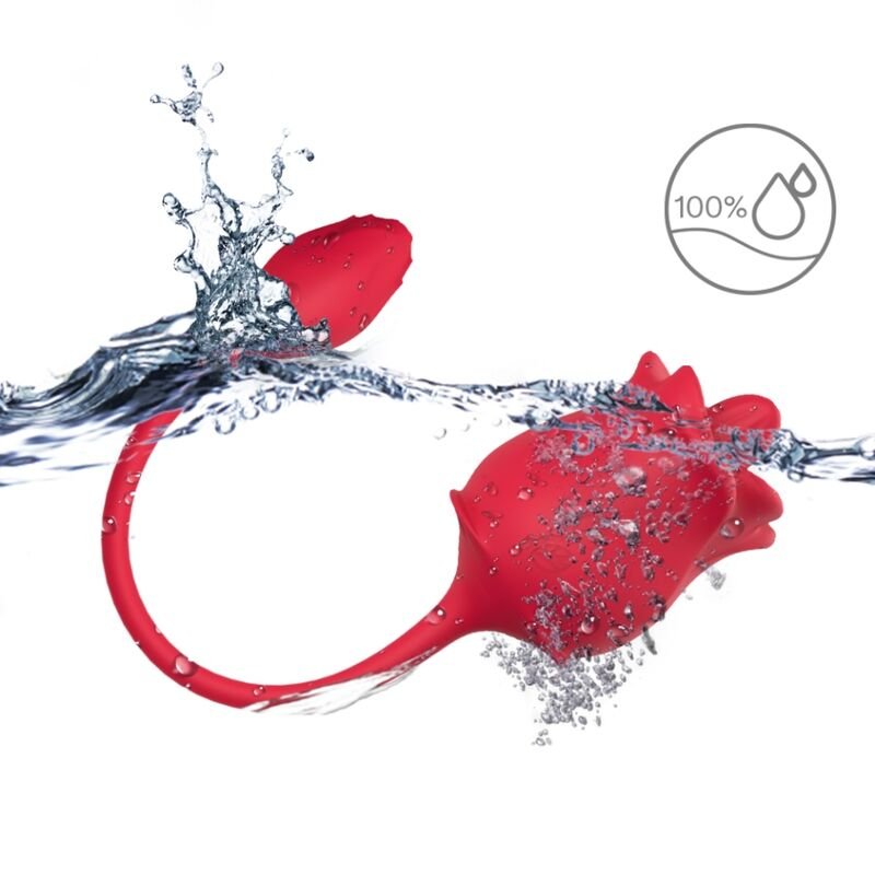 ARMONY - ROSA 2 EN 1 ESTIMULADOR SUCCIONADOR & VIBRADOR 10 MODOS CON COLA ROJO - Estimuladores - El Arte del Placer