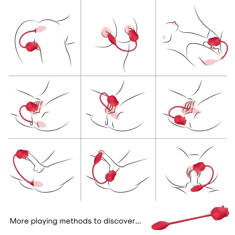 ARMONY - ROSA 2 EN 1 ESTIMULADOR SUCCIONADOR & VIBRADOR 10 MODOS CON COLA ROJO - Estimuladores - El Arte del Placer