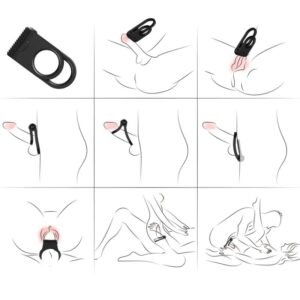 ARMONY - TWINS ANILLO DOBLE VIBRADOR PAREJAS NEGRO - Accesorios para el pene - El Arte del Placer