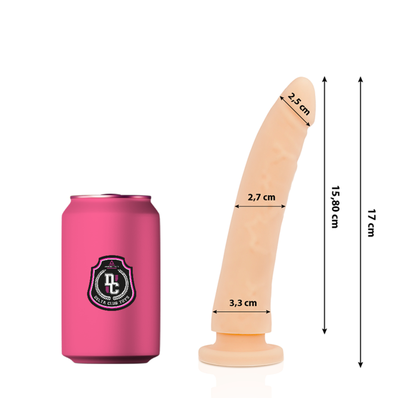 DELTA CLUB - DILDO REALISTA NATURAL SILICONA MEDICA 17 CM -O- 3 CM - Dildos sin Vibración - El Arte del Placer