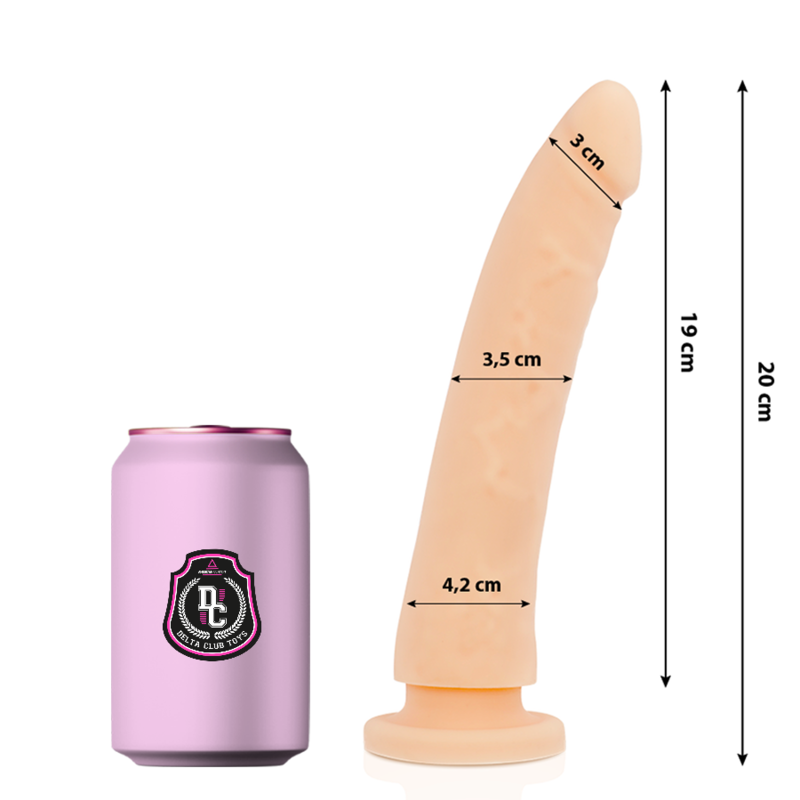 DELTA CLUB - DILDO REALISTA NATURAL SILICONA MEDICA 20 CM -O- 4 CM - Dildos sin Vibración - El Arte del Placer