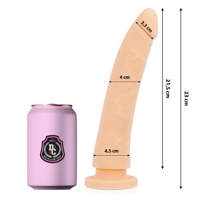 DELTA CLUB - DILDO REALISTA NATURAL SILICONA MEDICA 23 CM -O- 4.5 CM - Dildos sin Vibración - El Arte del Placer
