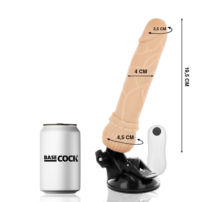 BASECOCK – VIBRADOR REALÍSTICO CONTROL REMOTO NATURAL 19.5 CM -O- 4 CM - JUGUETES BIENESTAR - El Arte del Placer