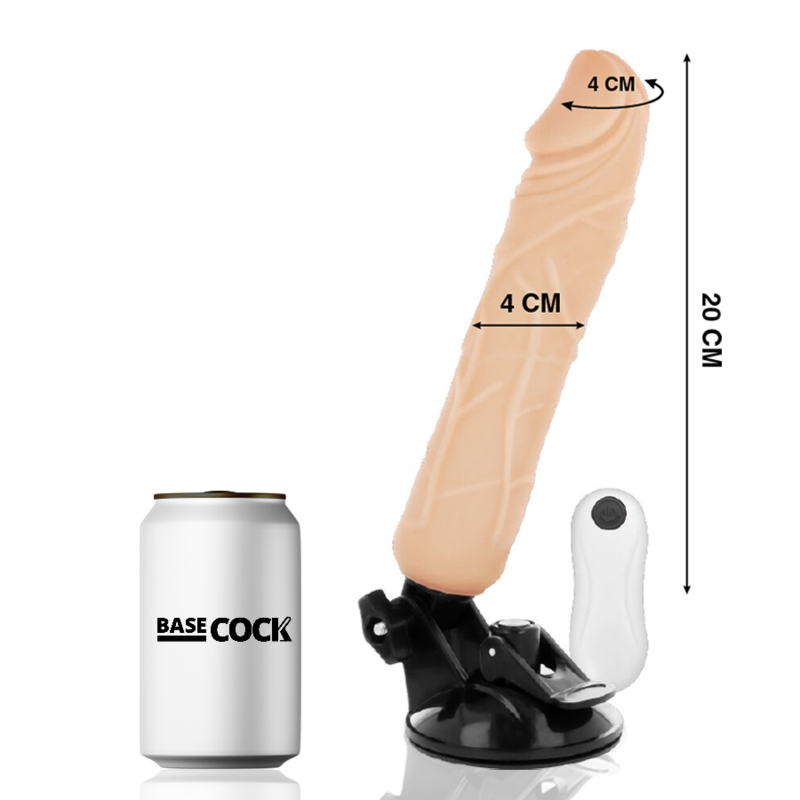 BASECOCK – VIBRADOR REALÍSTICO CONTROL REMOTO NATURAL 20 CM -O- 4 CM - JUGUETES BIENESTAR - El Arte del Placer