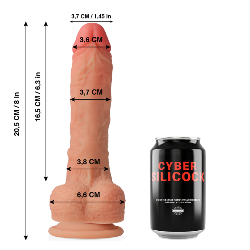 CYBER SILICOCK - CONNOR REALÍSTICO SILICONA LÍQUIDA 20.5 CM -O- 3.7 CM - Dildos sin Vibración - El Arte del Placer