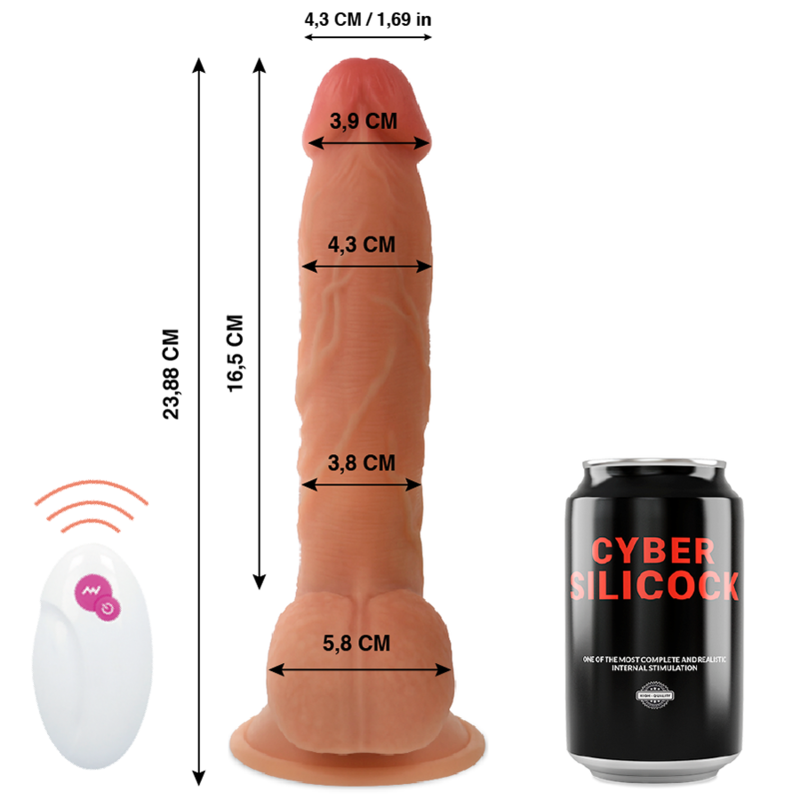 CYBER SILICOCK - REALÍSTICO CONTROL REMOTO MASTER BEN 23.88 CM -O- 4.3 CM - JUGUETES BIENESTAR - El Arte del Placer