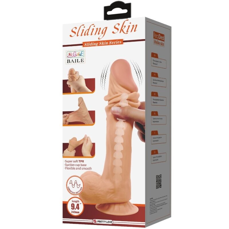 PRETTY LOVE - SLIDING SKIN SERIES DILDO REALÍSTICO CON VENTOSA PIEL DESLIZANTE CONTROL REMOTO NATURAL 24 CM - Dildos si…