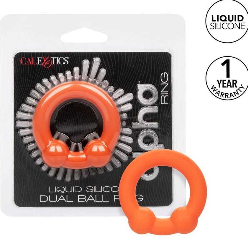 CALEXOTICS - ALPHA ANILLO DOBLE BOLA NARANJA - Accesorios para el pene - El Arte del Placer