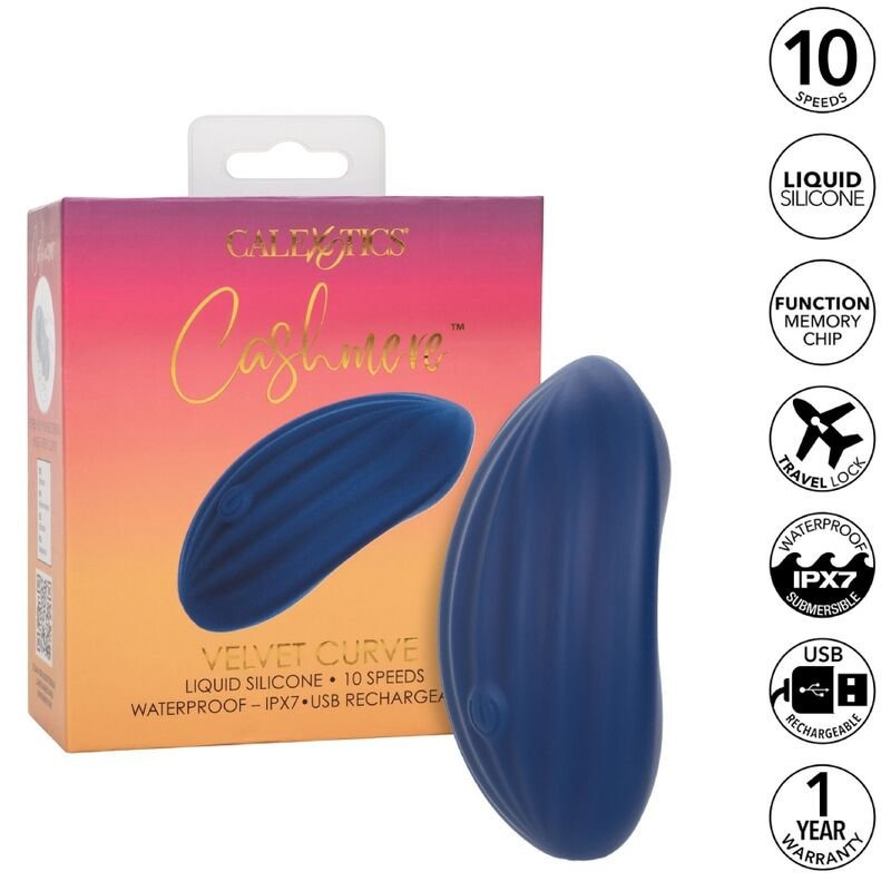 CALEXOTICS - CASHMERE VELVET CURVE AZUL - JUGUETES BIENESTAR - El Arte del Placer