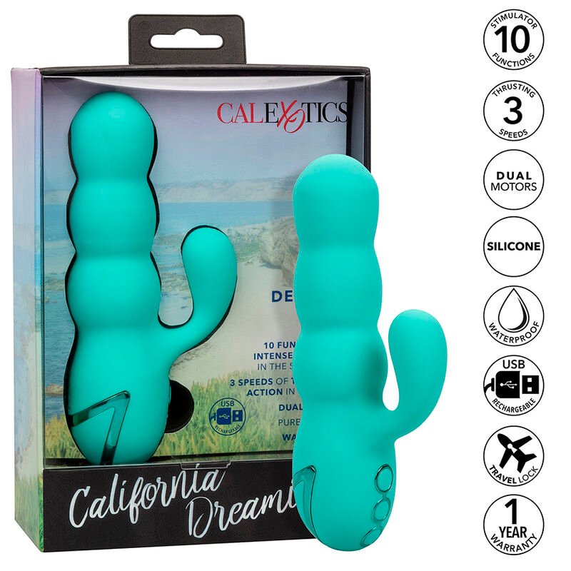 CALEXOTICS - DEL MAR DIVA VIBRADOR RABBIT VERDE AGUA BY CALIFORNIA DREAMING - JUGUETES BIENESTAR - El Arte del Placer