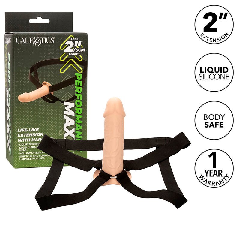 CALEXOTICS - PERFORMANCE MAXX EXTENSIÓN REALISTA CON ARNÉS PIEL CLARO - Accesorios para el pene - El Arte del Placer