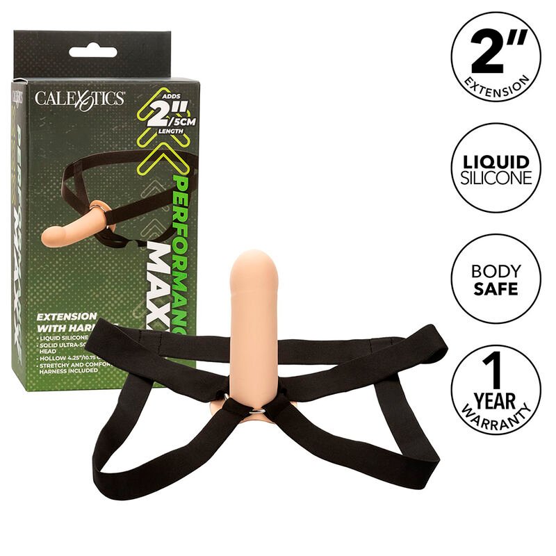CALEXOTICS - PERFORMANCE MAXX EXTENSIÓN CON ARNÉS PIEL CLARO - Accesorios para el pene - El Arte del Placer